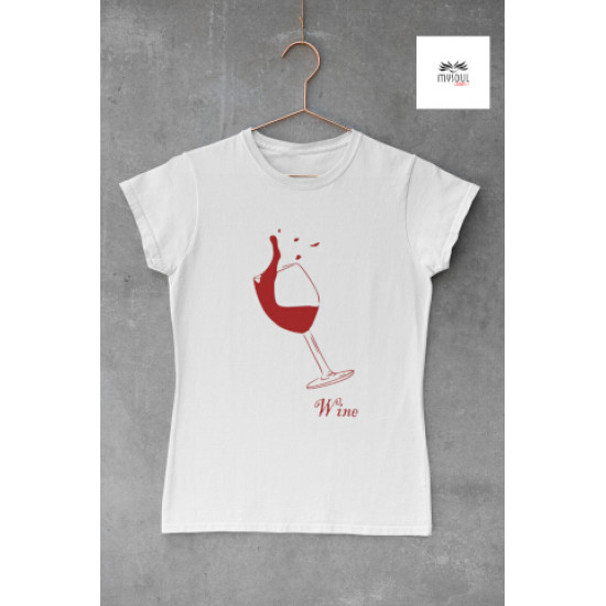Round Neck - Wine - White Round Neck - Wine - White