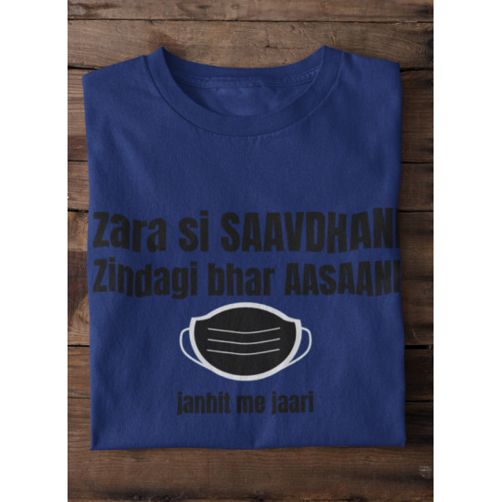 Round Neck - Savdhaani - Navy Blue Round Neck - Savdhaani - Navy Blue